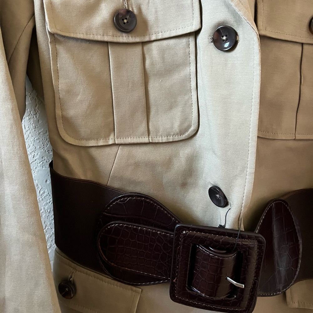 Worthington Women’s Jacket | Size M | Heritage Khaki | Belted | New With Tags - Picture 3 of 16